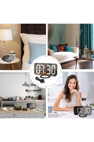 Trendooze Yüksek Ve Tasarımlı Şık Sesli Saat, Modern Dijital Çalar Ayna Lh