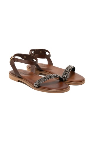 148 Brown Sandalet Kadın 21008 Myconian 2025 Greek Sandal Kahverengi