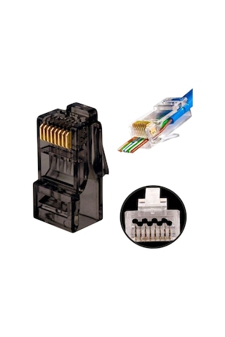 Electroon Siyah Cat6 Ezrj45 Açık Uçlu Soket 8p/8c - 100adet