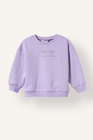 Defacto Bisiklet Yaka Baskılı Kalın Sweatshirt Kız Bebek I5084a526aupr251 Mor-pr251