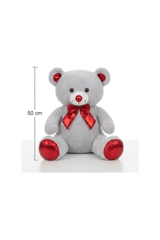 Papyonlu Gri Ayı 50cm Sevimli Konforlu: Peluş Uyku Yastığı Ve Sarılma Arkadaşı Dekoratif Oyuncak