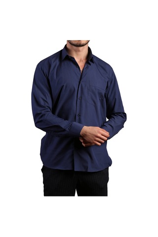 Lacivert Büyük Beden Rahat Kesim Cepli Uzun Kol Regular Fit Erkek Gömlek - 150-35 001