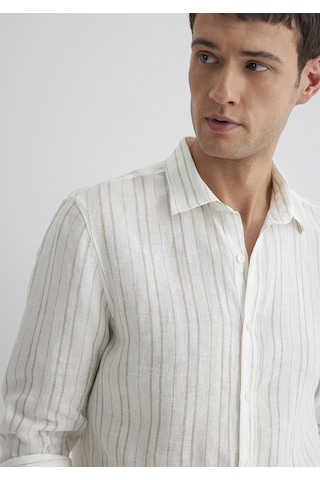 Mavi - Çizgili Yeşil Gömlek 0211525-71481 Yeşil