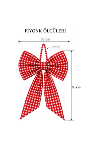 Kırmızı Pötikare Duck Keten Büyük Fiyonk Kapı Ve Duvar Süsü 50x80 Cm