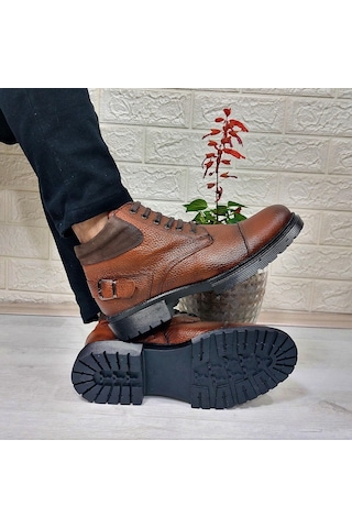 M.p 4201 Taba Hakiki Deri Fermuarlı Bağacaklı Fuspetli Erkek Bot 001