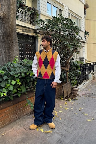 Flaw Baklava Desen Triko Süveter Camel Camel