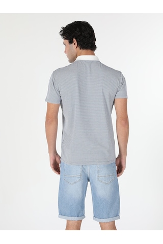 Colin'S Regular Fit Polo Yaka Kareli Erkek Mavi Kısa Kol Tişört Cl1059258_Q1.V1_Ble Mavi