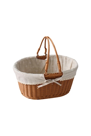 Homyl Taklit Rattan Piknik Sepeti Dokuma Meyve Stil D