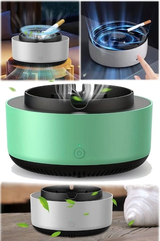 Araç Ev Ofis Dumanı İçine Çeken Kül Tablası Akıllı Kokusuz Küllük Duman Filtreli Hava Temizleyici