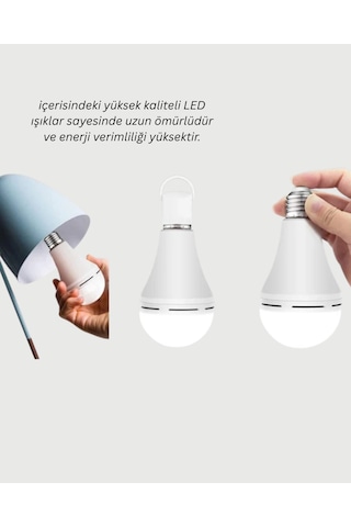 Acil Durumlar İçin Şarjlı Led Ampul 6400k Soğuk Beyaz 30 Watt Renkli