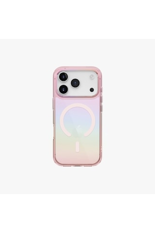 Apple Uyumlu iPhone 17 Pro Kılıf Holografik Renk Değiştiren Koruyucu Kapak Magclick Polikarbonat Malzeme Pembe