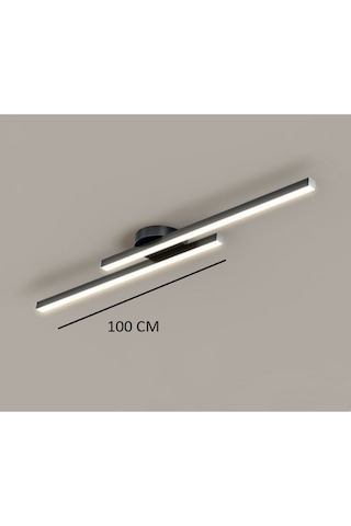 Laaysa 3 Renk Yanabilen 3000 K-4000k-6500k Çubuk Led Avize Armatür Ikili 100 Cm Çubuk Uzunluğu Siyah