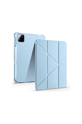Pad 8 Kılıf Zore Tri Folding Kalem Bölmeli Standlı Kılıf - Mavi Standlı Kapak