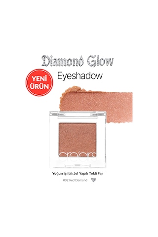 Cre'ars Yoğun Işıltılı Jel Yapılı Tekli Far Diamond Glow Eyeshadow 02 Red Diamond