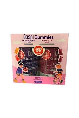 Ocean Gummies Multivitamin 60 + Gummies Sambucus 60 Çiğnenebilir Jel Form