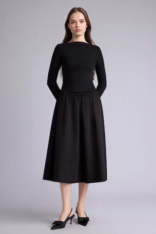 Defacto Kayık Yaka Poplin Uzun Kollu Midi Elbise H0554ax26spbk81 Siyah-bk81