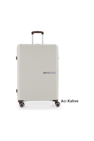 Mçs Bavul Büyük Ve Kabin 2li Set Kırılmaz Silikon Valiz V374 Kemik/acıkahve Kemik - Kahverengi