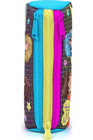 Coral High Kids Gri Mavi Pembe Anime Desenli Üç Bölmeli Kalem Çantası 22037