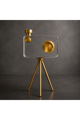 Modern Gold Detaylı Dekoratif Cam Kamera Dekoru 27 Cm 1
