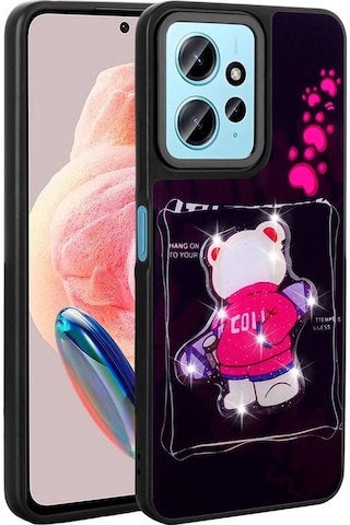 Xiaomi Redmi Note 12 4g İle Uyumlu Kılıf Parlayan Kabartmalı İkonik Figürlü Silikon Kapak