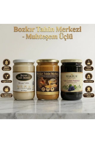 Bozkır Tahin Merkezi Muhteşem Üçlü Beyaz Tahin-altın Susam Tahin-köy Pekmezi Doğal&katkısız