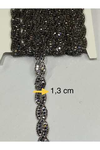 Ütü İle Yapışan Kristal Taşlı Örgü Model Şerit / 1 Metre / H21 - Siyah