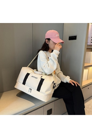 Seyahat Çantası Büyük Kapasiteli Biniş Çantası Islak Ve Kuru Ayrılmış Ayakkabı Çantası Açık Gri