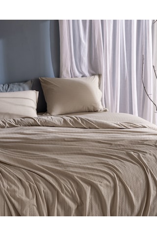 Madame Coco Marlene Tek Kişilik %100 Pamuk Penye Lastikli Nevresim Takımı - Bej 8684427198971 Ekru
