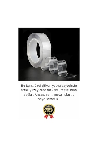 Çok Amaçlı Çift Taraflı İz Bırakmaz Montaj Tamir Bandı Şeffaf Güçlü Silikon Bant 18mm X 2mt 1 Adet