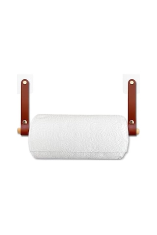 Yapışkanlı Ahşap & Deri Tuvalet Kağıtlığı Banyo Kağıt Havluluk, Havlu Peçetelik Wc Kağıtlık, Dolap Altı Kağıt Havlu Askısı Kahve, Kağıt Havluluk 000 Açık Krem