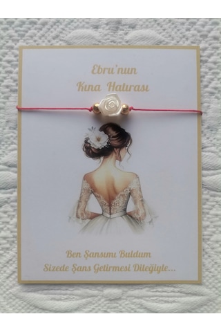 24 Adet Kişiye Özel Gül İnci Model Düğün Nikah Nişan Söz Kına Hatırası Dağıtmalık Hediyelik Bileklik