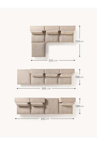 Most Mollirest 4 Modül Köşe 05 Bej Keten Kumaş Silikon Dolgu Ferm