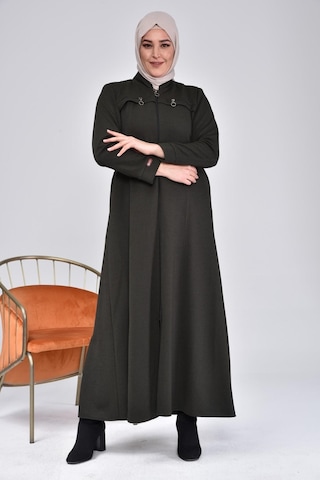 Kadın Büyük Beden Fermuarlı Kışlık Kaban Pardesü 001