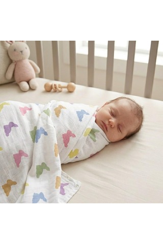 Lexroo % 100 Pamuk Müslin Bebek Örtüsü - Rainbow Lapin 70x70 Cm Muslın-ral-007070 Çok Renkli