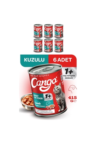 Cango Yetişkin Yaş Kedi Maması Kuzu Etli 415gr 6lı