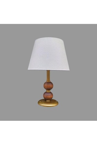 Dual Eskitme Abajur Çift Top Ahşaplı Krem Şapkalı Haki