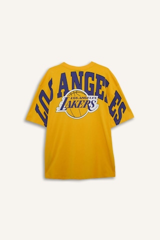Defacto Nba Los Angeles Lakers Oversıze Bisiklet Yaka Kısa Kollu Tişört C4465ax26spyl113 Sarı-yl113