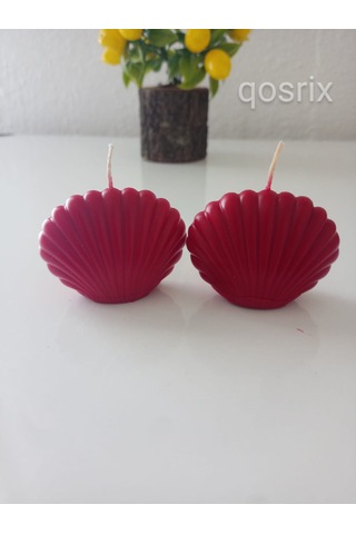 2'li Kırmızı Mini Istiridye Deniz Kabuğu 1. Kalite Soya Doğal Mum