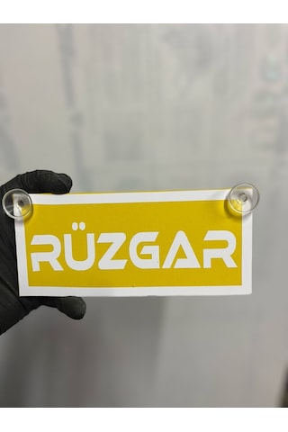 Sarı Renk Üzeri Beyaz Renk Rüzgar Yazılı Vantuzlu Cam Süsü Sarı Renk Üzeri Beyaz Renk Rüzgar Yazılı Vantuzlu Cam Süsü