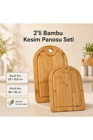 2'li Bambu Kesim Panosu Seti Çok Renkli