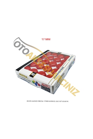 A Kalite Mefsa Bijon Kapağı Düz 17 Mm Kırmızı 20 Li Set