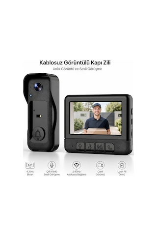 Smart Home Sh-24-g-vd Kablosuz Görüntülü Kapı Zili Seti