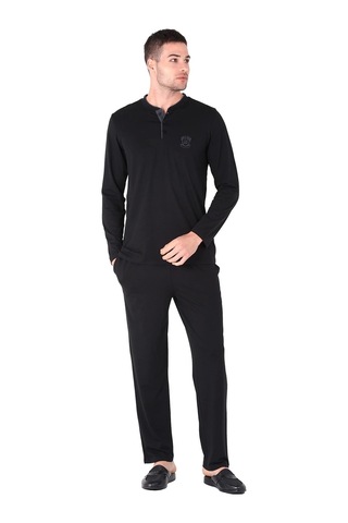 D's Damat 221001 Uzun Kol Pijama Takımı Siyah