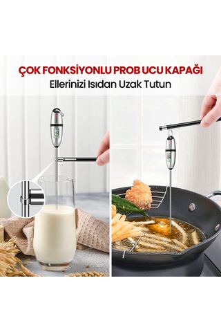 ThermoPro TP02S Lcd Ekranlı Daldırma/Saplama Çelik Gövdeli Gıda Pişirme Termometresi