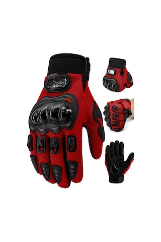 Alastor M Beden Korumalı Motosiklet Eldiveni Unisex Bisiklet Motorcu Eldiveni Kırmızı 113
