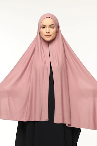 Altobeh Hazır Pratik Geçmeli Lüks Düz Penye Şal Eşit Hizalı Toz Pembe