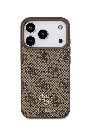 Apple iPhone Uyumlu 18 Pro Kılıf Guess Lisanslı M-safe Şarj Özellikli Small 4g Classic Kapak Kahverengi