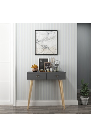 Dekorosso Arden Ahşap Ayaklı Modern Dekoratif Dresuar Antrasit 72 Antrasit