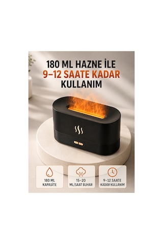 Astraltech 180 Ml Alev Efektli Aroma Difüzörü Ultrasonik Buharlı Aromaterapi Cihazı