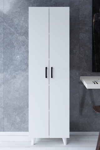 5 Raflı 2 Kapaklı 14r Çok Amaçlı Dolap Erzak Dolabı Banyo Dolabı Kiler Dolabı Beyaz Beyaz
